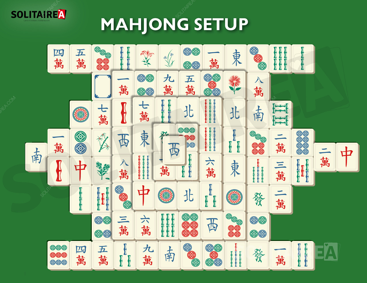 Image showing what Mahjong Solitaire setup looks like.