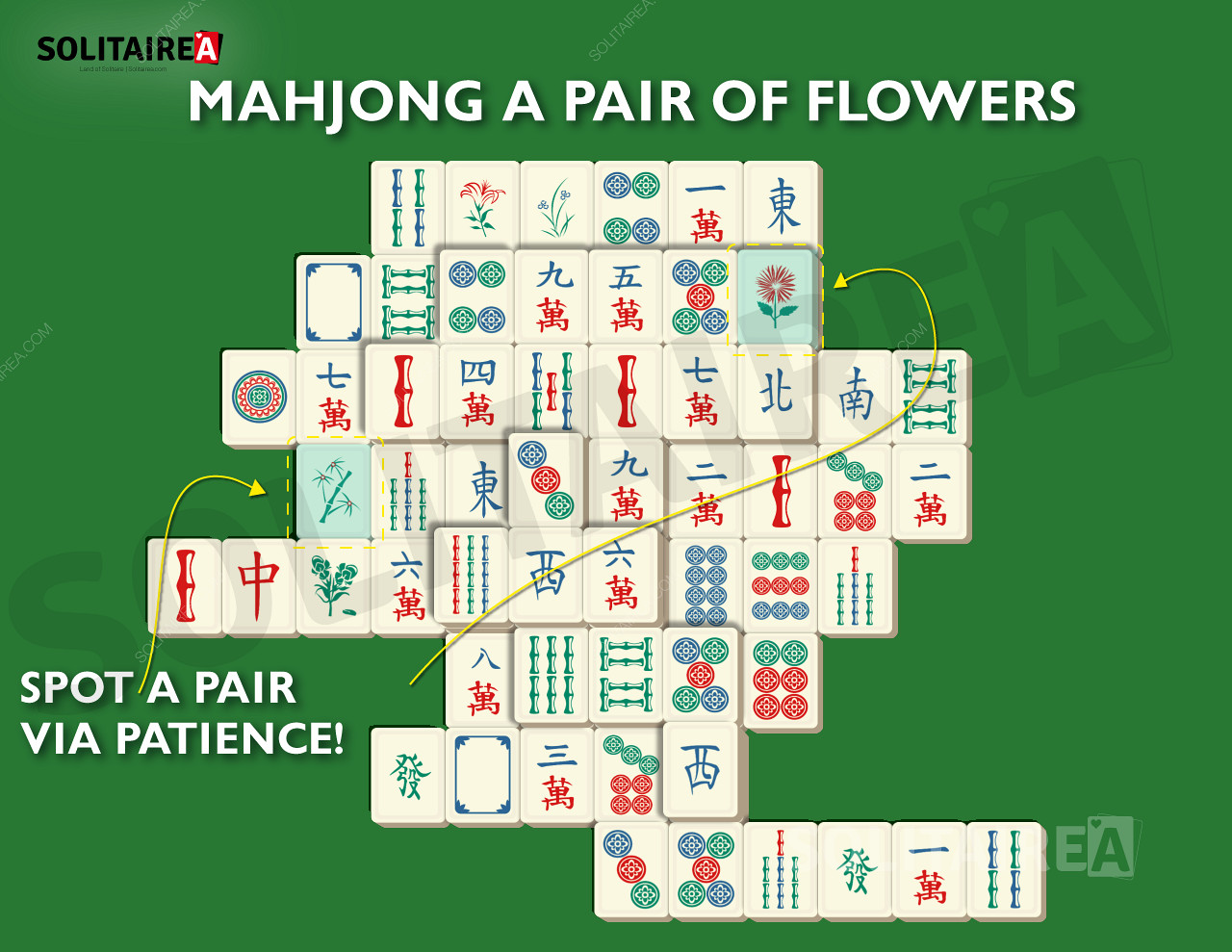 Mahjong Solitaire image showing a typical selection of tiles.